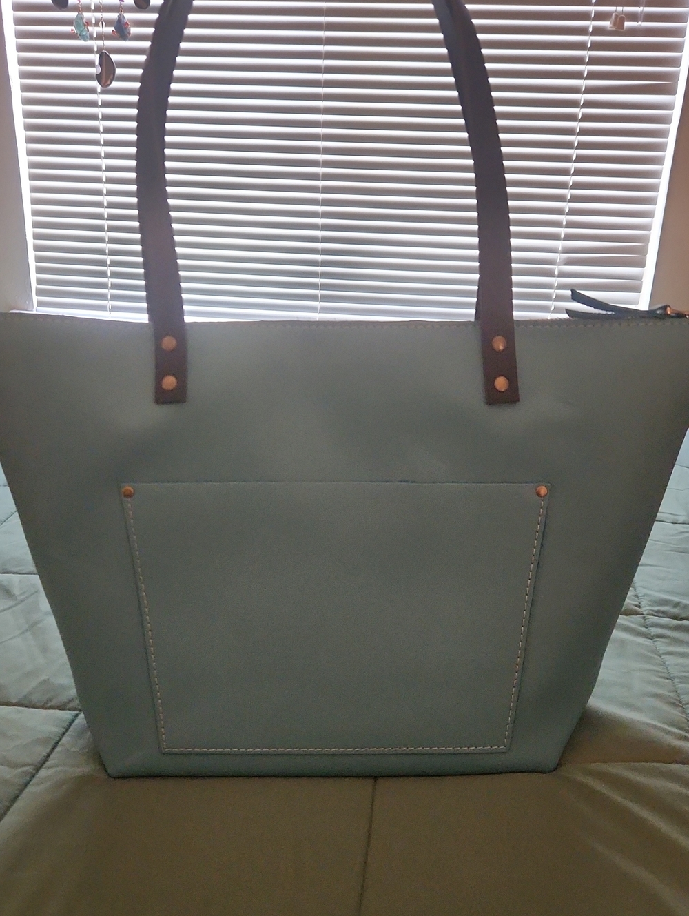 Women's Light But Bright  "Blue Paradise" Tote Bag with Dark Handles